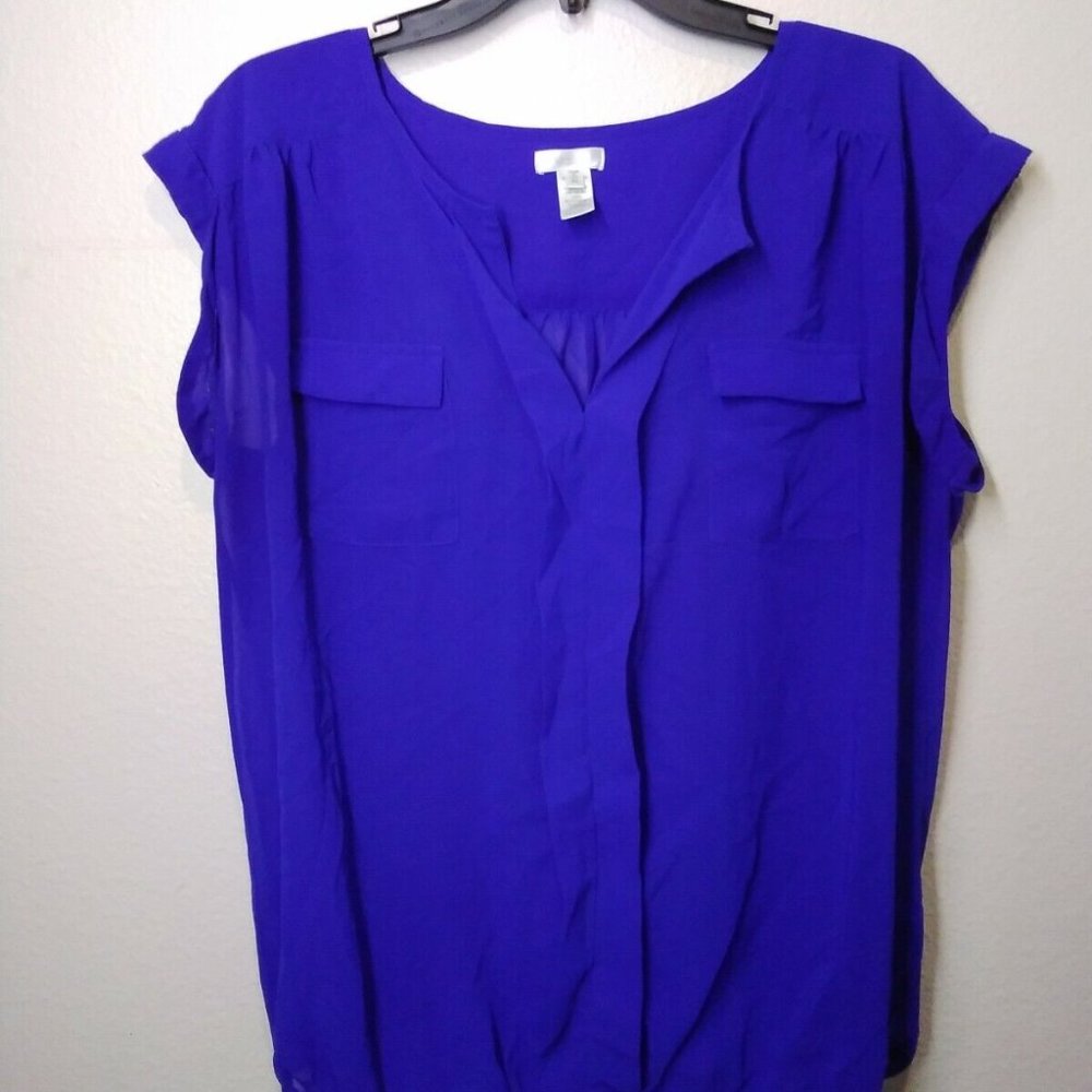 Women's Blue XL Marisol Dress Shirt Top Blouse